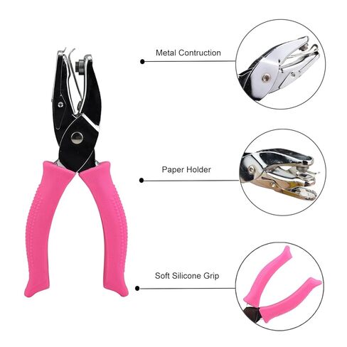 Hole Puncher for Crafts,1/4 Inch Diameter of Flower Shape Hole Handheld Single Paper Hole Punch with Pink Soft Grip Handle for Binder, Scrapbooking, Cards, Paper Crafts (Flower Hole) in Saudi Arabia