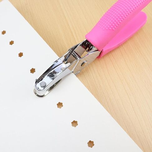 Hole Puncher for Crafts,1/4 Inch Diameter of Flower Shape Hole Handheld Single Paper Hole Punch with Pink Soft Grip Handle for Binder, Scrapbooking, Cards, Paper Crafts (Flower Hole) in Saudi Arabia