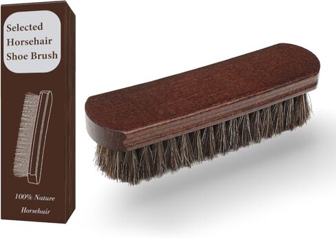 100% Horsehair Brush Professional Premium Horsehair Shoe Brush Dauber Applicators for Leather Shoes Boots Coats Purses Soft Horsehair with Curved Wood Handle for Grip Leather Shine Polish in Saudi Arabia