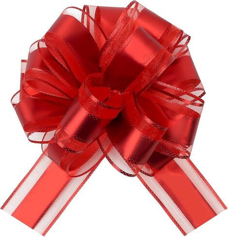12 Pcs Pull Bow Gift Wrapping, 6 Inches Christmas Gift Bows Red Ribbon Bows Gift Bows for Christmas Wedding Baskets Holidays Gift Wrapping Bows in Saudi Arabia