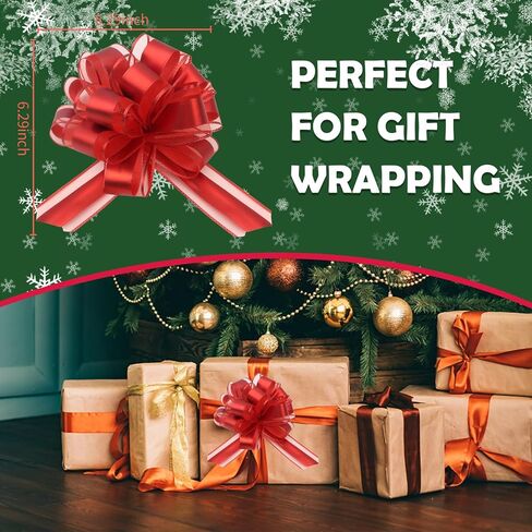 12 Pcs Pull Bow Gift Wrapping, 6 Inches Christmas Gift Bows Red Ribbon Bows Gift Bows for Christmas Wedding Baskets Holidays Gift Wrapping Bows in Saudi Arabia