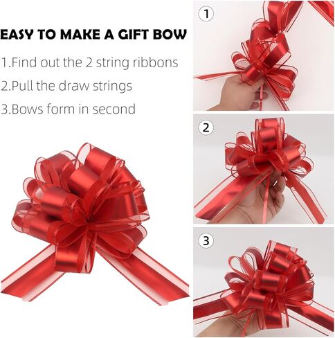 12 Pcs Pull Bow Gift Wrapping, 6 Inches Christmas Gift Bows Red Ribbon Bows Gift Bows for Christmas Wedding Baskets Holidays Gift Wrapping Bows in Saudi Arabia