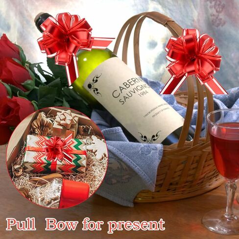 12 Pcs Pull Bow Gift Wrapping, 6 Inches Christmas Gift Bows Red Ribbon Bows Gift Bows for Christmas Wedding Baskets Holidays Gift Wrapping Bows in Saudi Arabia