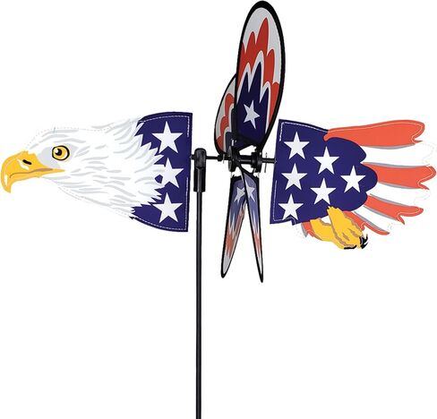 Premier Kites Petite Spinner Flying Patriotic Eagle – Whimsical Wind Spinner for Yard & Garden, Durable Weather-Resistant Fabric, Easy to Assemble, Outdoor Decor for Patios, Lawns, & Fairy Lovers in Saudi Arabia
