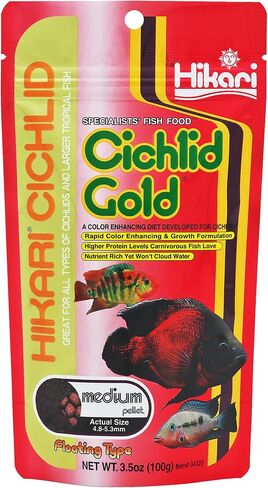 حبيبات Hikari® Cichlid Gold™ العائمة للحيوانات الأليفة، متوسطة، 3.5 أونصة (100 جم) in Saudi Arabia