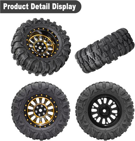 4PCS 1.3" Beadlock Wheel Tires Set 1.3inch Aluminum Wheels and Tires for 1/18 TRX4M 1/24 SCX24 FCX24 RC Crawler Car (Tires B + red Wheel hub) in Saudi Arabia