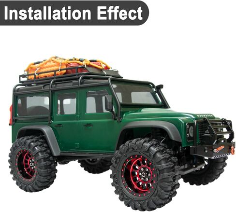 4PCS 1.3" Beadlock Wheel Tires Set 1.3inch Aluminum Wheels and Tires for 1/18 TRX4M 1/24 SCX24 FCX24 RC Crawler Car (Tires B + red Wheel hub) in Saudi Arabia