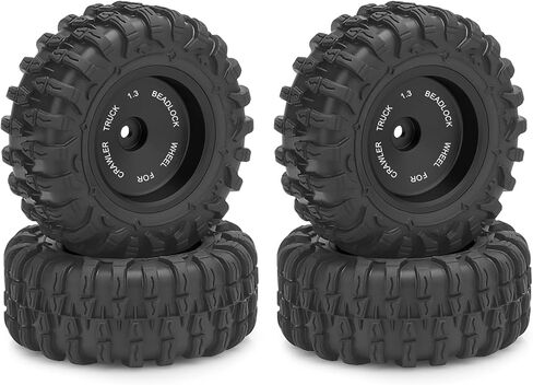 1.3 عجلات وإطارات Beadlock RC، مجموعة إطارات عجلات Daitoku 1.3 بوصة إطارات عجلات من الألومنيوم لـ TRX4M SCX24 1/18 1/24 RC Crawler - أسود in Kuwait