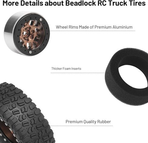 1.3 Beadlock Wheels and Tires, daitoku 1.3" RC Car Tires for 1/18 TRX4M Ascent-18 1/24 SCX24 FCX24 RC Crawler Car (Copper) in Saudi Arabia