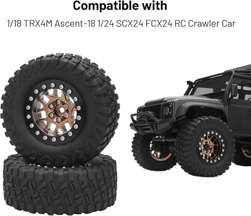 1.3 Beadlock Wheels and Tires, daitoku 1.3" RC Car Tires for 1/18 TRX4M Ascent-18 1/24 SCX24 FCX24 RC Crawler Car (Copper) in Saudi Arabia