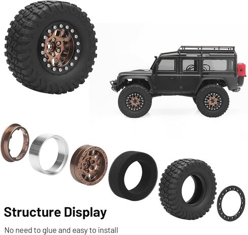 1.3 Beadlock Wheels and Tires, daitoku 1.3" RC Car Tires for 1/18 TRX4M Ascent-18 1/24 SCX24 FCX24 RC Crawler Car (Copper) in Saudi Arabia