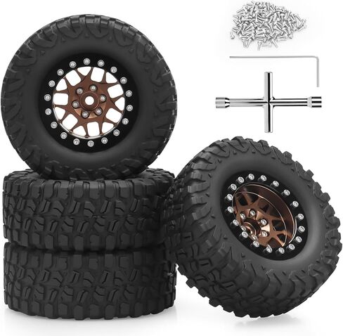 1.3 Beadlock Wheels and Tires, daitoku 1.3" RC Car Tires for 1/18 TRX4M Ascent-18 1/24 SCX24 FCX24 RC Crawler Car (Copper) in Saudi Arabia