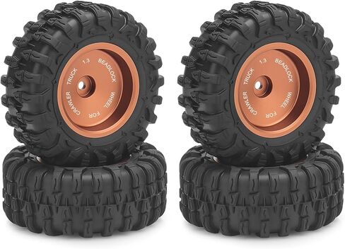1.3 Beadlock RC Wheels and Tires, daitoku 1.3" Wheel Tires Set Aluminum Wheels Rims for TRX4M SCX24 1/18 1/24 RC Crawler - Black in Saudi Arabia