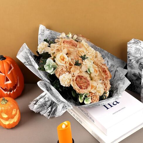 100 Sheets Vintage Skeleton Floral Tissue Paper, Skull Rose Pattern Wrapping Paper for Halloween Party Trick or Treat DIY Crafts Day of The Dead Party Supplies, 13.8 x 19.7 Inch in Saudi Arabia