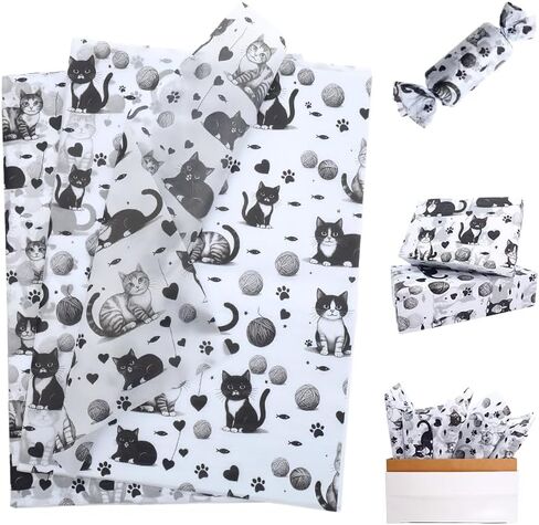 Cute Cat Pattern Tissue Paper 50 Sheets 20x14in uitable for Birthdays, Thanksgiving, Halloween, Christmas and Other Holidays and Party Gift Packaging. ﻿ in Saudi Arabia