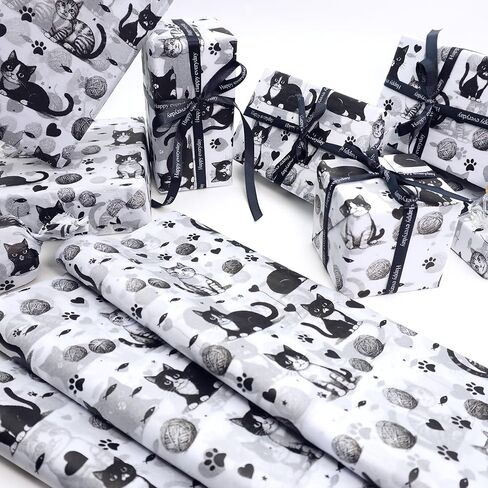 Cute Cat Pattern Tissue Paper 50 Sheets 20x14in uitable for Birthdays, Thanksgiving, Halloween, Christmas and Other Holidays and Party Gift Packaging. ﻿ in Saudi Arabia