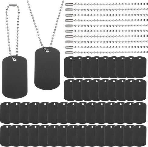 PATIKIL 200 Pcs Blank Dog Tags Set, Including 100 Pcs Aluminum Metal Stamping Rectangle Label 100 Pcs Ball Steel Chain for DIY Decor Laser Engraving Necklace, Red in Saudi Arabia