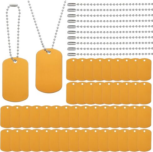 PATIKIL 200 Pcs Blank Dog Tags Set, Including 100 Pcs Aluminum Metal Stamping Rectangle Label 100 Pcs Ball Steel Chain for DIY Decor Laser Engraving Necklace, Red in Saudi Arabia