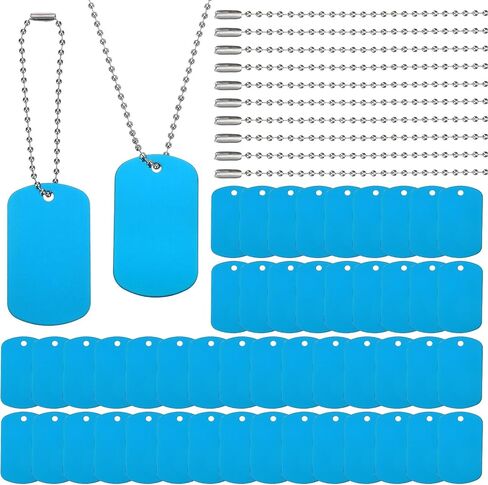 PATIKIL 200 Pcs Blank Dog Tags Set, Including 100 Pcs Aluminum Metal Stamping Rectangle Label 100 Pcs Ball Steel Chain for DIY Decor Laser Engraving Necklace, Red in Saudi Arabia