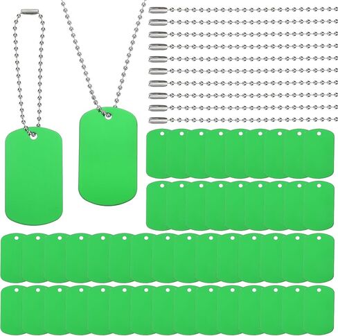 PATIKIL 200 Pcs Blank Dog Tags Set, Including 100 Pcs Aluminum Metal Stamping Rectangle Label 100 Pcs Ball Steel Chain for DIY Decor Laser Engraving Necklace, Red in Saudi Arabia