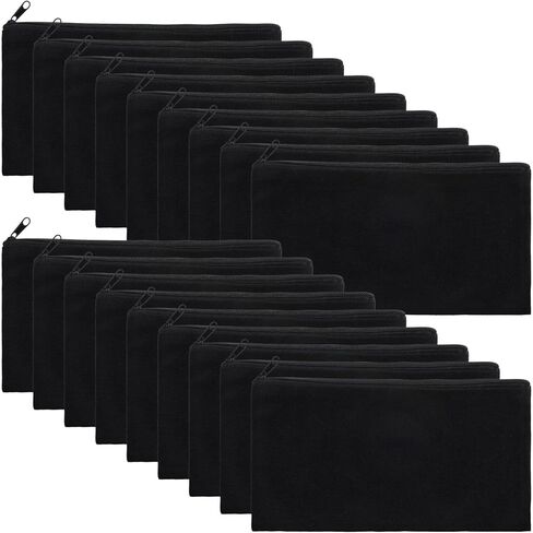 50 Pack Canvas Zipper pencil Pouch Bulk Blank DIY Craft Bag canvas makeup Pouch Multipurpose Toiletry Tote Bag for Makeup Travel Cosmetic Stationary Storage(Black) in Saudi Arabia