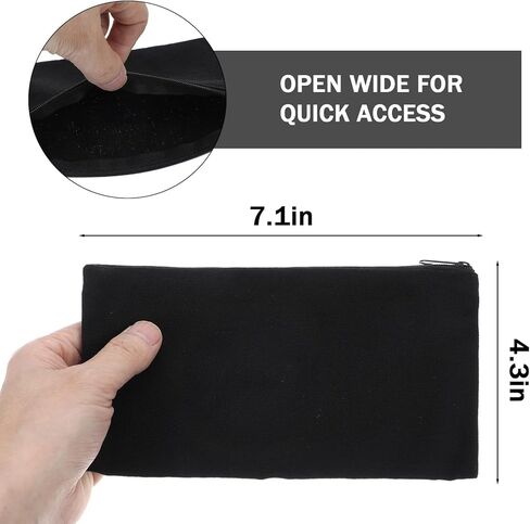 50 Pack Canvas Zipper pencil Pouch Bulk Blank DIY Craft Bag canvas makeup Pouch Multipurpose Toiletry Tote Bag for Makeup Travel Cosmetic Stationary Storage(Black) in Saudi Arabia