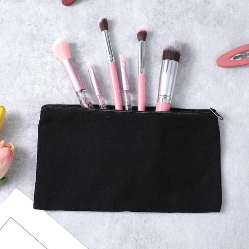 50 Pack Canvas Zipper pencil Pouch Bulk Blank DIY Craft Bag canvas makeup Pouch Multipurpose Toiletry Tote Bag for Makeup Travel Cosmetic Stationary Storage(Black) in Saudi Arabia
