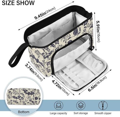 Big Capacity Pencil Pen Case for Adults, Goth Bats Pencil Bags Portable Makeup Bag Stationery Storage for Men Women College Office in Saudi Arabia