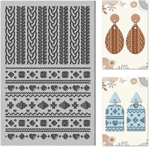 Knit Texture Clay Texture Mat Clay Modeling Pattern Pad Sweater Texture Sheets for Polymer Clay Making Earrings Jewerly Tools, 4×2.6inch in Saudi Arabia