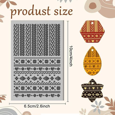 Knit Texture Clay Texture Mat Clay Modeling Pattern Pad Sweater Texture Sheets for Polymer Clay Making Earrings Jewerly Tools, 4×2.6inch in Saudi Arabia