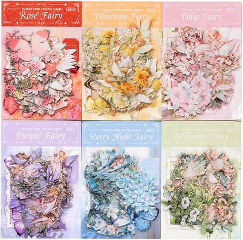 SIBLYMONA Vintage Fairy Stickers 120Pcs Transparent Stickers for Scrapbooking Journaling, Floral Butterfly Cottagecore Junk Journal Scrapbook Supplies, Rub On Transfers for Crafts (120, Pink) in Saudi Arabia