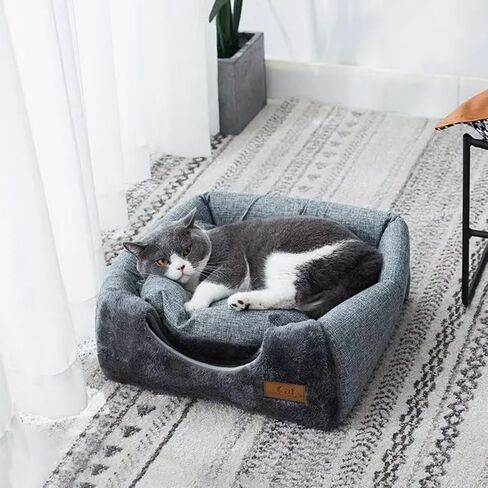 Cozy Plush Cat Cave Bed, Gray, Indoor Self-Warming Enclosed Pet House with Non-Slip Bottom in Saudi Arabia