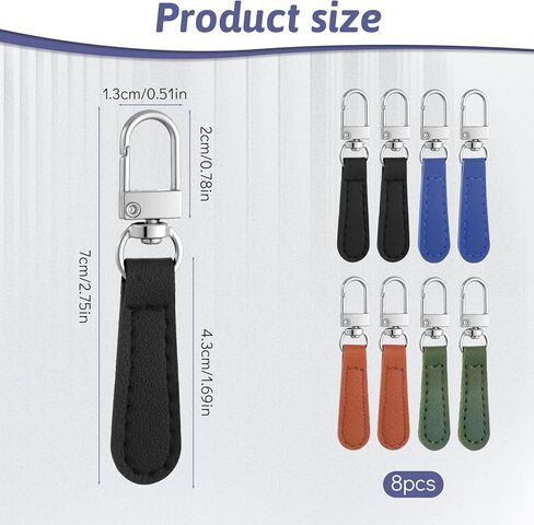 8 PCS Zipper Pull Replacement for Small Holes Zippers Leather Handle Detachable Replacement Zipper Pull for Luggage, Backpacks, Suitcases, Jackets, Purses, Handbags(5colors) in Saudi Arabia