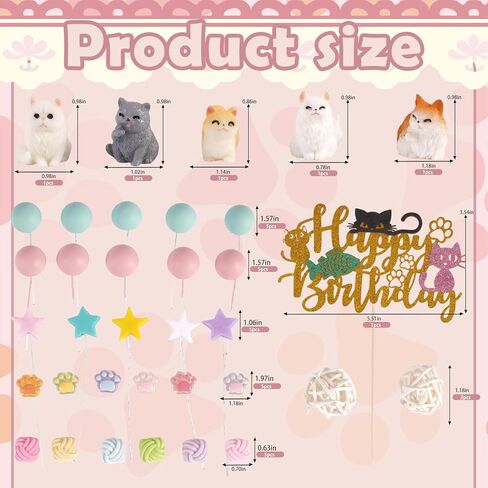 35Pcs Cat Cake Topper Cat Cake Decorations for Kids Party Baby Shower Supplise in Saudi Arabia