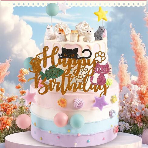 35Pcs Cat Cake Topper Cat Cake Decorations for Kids Party Baby Shower Supplise in Saudi Arabia