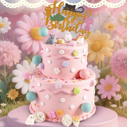 35Pcs Cat Cake Topper Cat Cake Decorations for Kids Party Baby Shower Supplise in Saudi Arabia