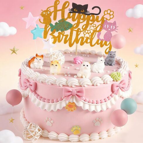 35Pcs Cat Cake Topper Cat Cake Decorations for Kids Party Baby Shower Supplise in Saudi Arabia