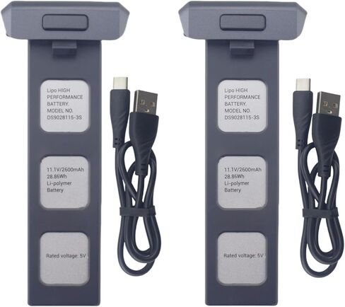 Fytoo 2PCS 3S 11.1V 2600mah Lithium Battery with 2PCS USB Charging Cable for SJRC F7 F7pro F7S F7GB2 9800FT RC Aerial RC Drone Spare Parts Quadcopter Battery in Saudi Arabia