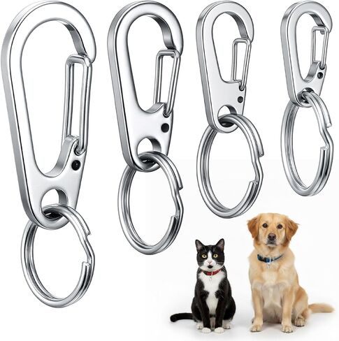 4 Pack Dog Tag Clips, Stainless Steel Heavy Duty Quick and Secure Id Tag Holders for Dog Cat Collars and Harnesses, Easy Change Clips for Dogs and Cats (Silver) in Saudi Arabia
