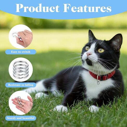 4 Pack Dog Tag Clips, Stainless Steel Heavy Duty Quick and Secure Id Tag Holders for Dog Cat Collars and Harnesses, Easy Change Clips for Dogs and Cats (Silver) in Saudi Arabia