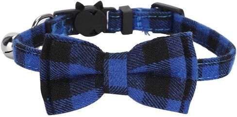 Plaid Bowknot Pet Collar for Cats with Soft Strap Adjustable Fit Lightweight Decorative Everyday Comfort Pink in Saudi Arabia