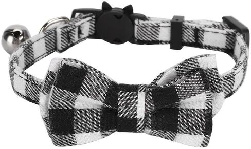 Plaid Bowknot Pet Collar for Cats with Soft Strap Adjustable Fit Lightweight Decorative Everyday Comfort Pink in Saudi Arabia