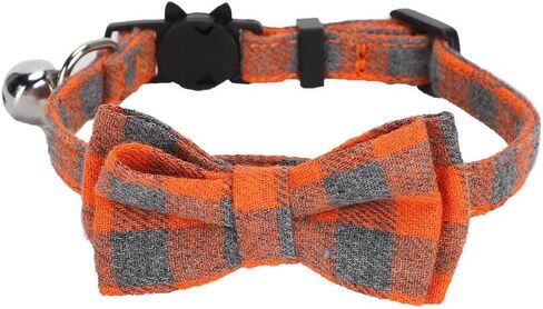 Plaid Bowknot Pet Collar for Cats with Soft Strap Adjustable Fit Lightweight Decorative Everyday Comfort Pink in Saudi Arabia