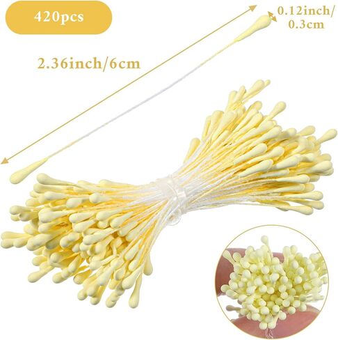 420 قطعة من أسدية الزهور للحرف اليدوية، 3 مم لصناعة الزهور، سداة لؤلؤ مزدوجة الرأس لتزيين بطاقات الزفاف بنفسك وتزيين سجل القصاصات in Kuwait