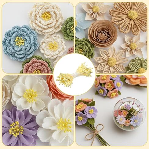 420 قطعة من أسدية الزهور للحرف اليدوية، 3 مم لصناعة الزهور، سداة لؤلؤ مزدوجة الرأس لتزيين بطاقات الزفاف بنفسك وتزيين سجل القصاصات in Kuwait