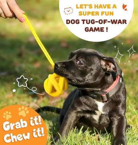Interactive Dog Toys for Aggressive Chewers-Natural Rubber Chew Toys to Keep Them Busy, Safe for Most Breeds,Dog Chew Toy for Anxiety Relief, Fetch Training, Hand/Machine Washable,Lemon in Saudi Arabia