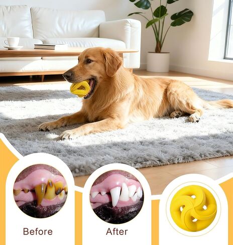 Interactive Dog Toys for Aggressive Chewers-Natural Rubber Chew Toys to Keep Them Busy, Safe for Most Breeds,Dog Chew Toy for Anxiety Relief, Fetch Training, Hand/Machine Washable,Lemon in Saudi Arabia
