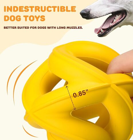 Interactive Dog Toys for Aggressive Chewers-Natural Rubber Chew Toys to Keep Them Busy, Safe for Most Breeds,Dog Chew Toy for Anxiety Relief, Fetch Training, Hand/Machine Washable,Lemon in Saudi Arabia