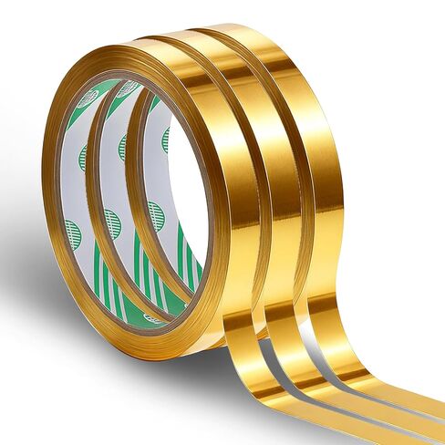 3 Rolls Gold Tape for Crafts, 1/2 Inch Gold Tape Self Adhesive Golds Mirror Tapes Metallic Tapes DIY Golds Graphic ArtTape for Wall Decor TV Frame Crafts Decoration and Gift Box Wrapping in Saudi Arabia