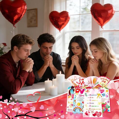 HOWAF Christian Valentine's Day Candy Bags Bulk, Bible Verse Valentines Cellophane Bags for Christian Candy Church Sunday School Supplies, Inspirational Jesus Loves You Gift Bags with Twist Ties for Religious Valentin's Day Favors in Saudi Arabia
